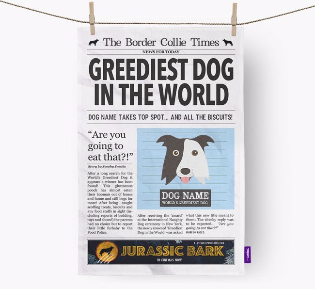 The {breedShortName} Times 'Greediest Dog In The World' Personalised Dish Towel